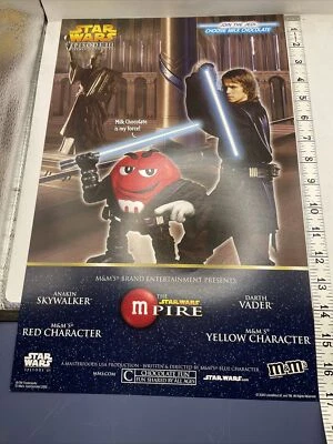 Nuevo de Lote Antiguo Star Wars M&M’s Revenge of the Sith Póster Promocional 2 Caras 2005 17x11” Mpire Foto 1 de 4