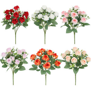 10 Head Artificial Flower Fake Rose Branch Bouquet Wedding Home Party Decoration