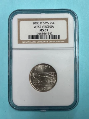 2005 D SMS ~ West Virginia State Quarter 25C ~ NGC MS67 - Image 1 of 4