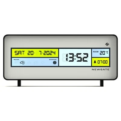Newgate® Futurama Alarm Clock Black/White Retro Multicolour LCD Multi-function - Image 1 of 4
