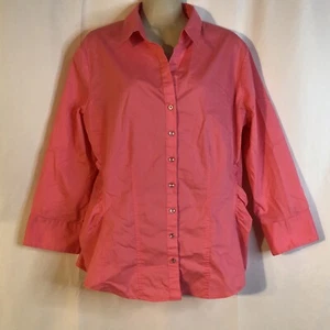 New York & Company rosa gerafftes Hemd mit Knopfleiste Strassknöpfe XLarge - Bild 1 von 4