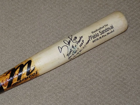 Pablo Sandoval Maple Marucci Game Used Signed Bat San Francisco Giants Cover
