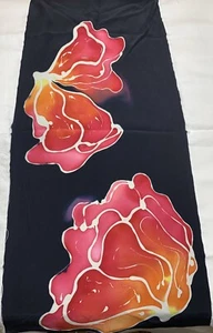 Reds Floral Flowers Abstract Multi Colored Outsider Art Haindpainted On Fabric - Picture 1 of 4