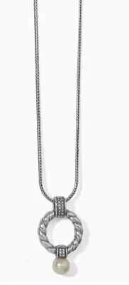 NUEVO CON ETIQUETAS Brighton Meridian Adagio Twist Anillo de Plata Perla Cristal Colgante Collar $88 Foto 1 de 4