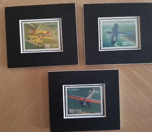3 MATTED UNUSED U.S. POSTAGE STAMPS - HONORING CLASSIC AMERICAN AIRCRAFT - Picture 1 of 4