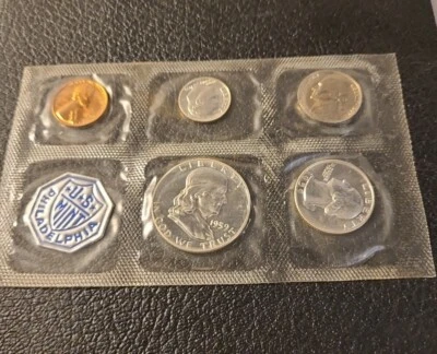 1959 US Mint Silver Proof Set, 5 coins, US mint cellophane, no envelope - Image 1 of 4