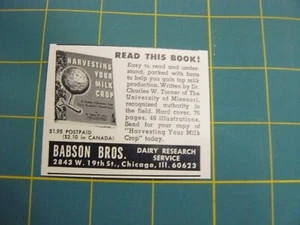 THE FARM QUARTERLY- FALL 1964-AD- BABSON BROS. DAIRY RESEARCH SERV/ Chicago, ILL - Picture 1 of 1