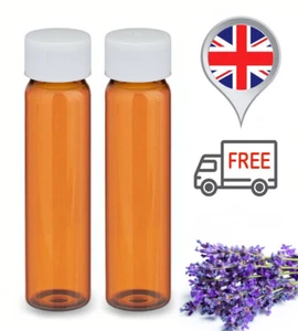 NEW SMALL EMPTY AMBER GLASS BOTTLES CONTAINERS SCREW CAP 7GR REMEDY PUILLUlES UK - Picture 1 of 17