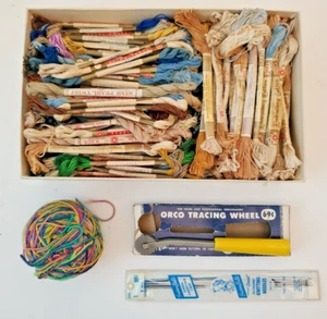 Lot Mostly Vintage Star Pearl Twist Embroidery Floss Thread & Orco Tracing Wheel - Picture 1 of 8
