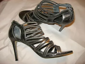 ENZO ANGIOLINI, Sandal Heels ,Snakeskin, Silver Strappy, Open toe,3" high, 8.5 M - Picture 1 of 10