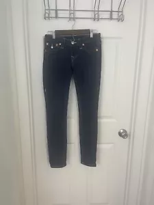 Jeans donna True Religion taglia 28 lavaggio scuro elasticizzato gamba skinny blu denim - Foto 1 di 11