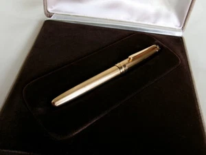 Montblanc Meisterstuck Solitaire 1444 penna stilografica orzo placcata oro 14 carati pennino EF - Foto 1 di 16