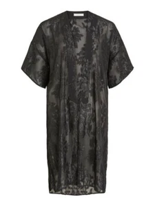 Cardigan donna VILA nero floreale trasparente aperto kimono shimer copricostume prezzo consigliato £ 45 UK10 - Foto 1 di 7