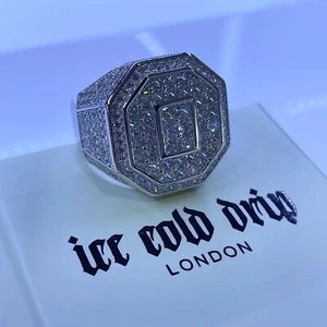 ICE COLD DRIP Anello Ghiacciato Argento Sterling 925 - Gioielli Hip Hop - Foto 1 di 10
