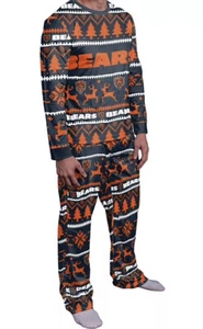 NFL Chicago Bears "Ugly" Christmas Pajama set Mens SZ M Fair Isle Holiday PJ's - Picture 1 of 9