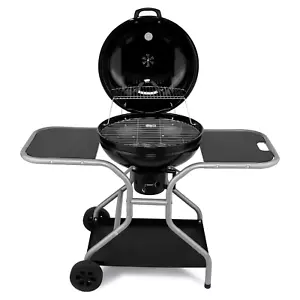 Charcoal Grill with Storage Shelf & Tables,Grill Cart for Patio Backyard,Black - Picture 1 of 12