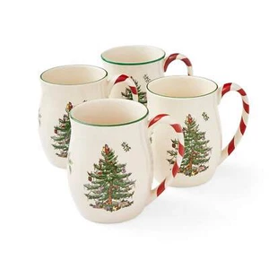Spode Christmas Three Mug with Peppermint handle| Set of 4 | 14 Ounce - Picture 1 of 6