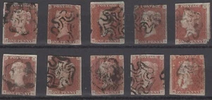 10 x QV 1841 1d Red Imperforates - Used - Ref: 797 - Imagen 1 de 2