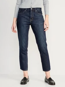 Old Navy Women’s High-Waisted Button-Fly Slouchy Straight Cropped Jeans 6 Petite - Picture 1 of 7