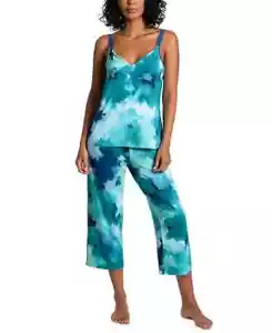 NWT! Linea Donatella Women's Sz L Clement Cami & Cropped Pajamas Set Turquoise - Picture 1 of 8
