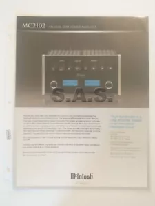 McINTOSH LABS OEM MC2102 VACUUM TUBE POWER AMPLIFIER PRODUCT BROCHURE - MINT! - Picture 1 of 2