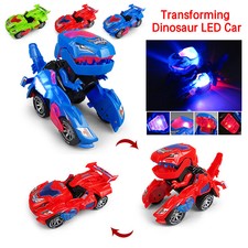 LED Transforming Dinosaur Car T Rex Toy With Light&Sound Electric Xmas Gift TOY