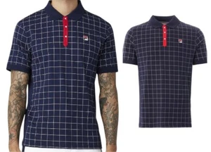 FILA Men's Nile Polo Vintage Retro Shirt Short Sleeve Collared Navy Top S - 4XL - Picture 1 of 6
