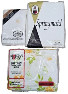 Morgan Jones Springmaid Stevens Sheets, Flat Fitted Pillowcases, Vtg Double NIP - Picture 1 of 12