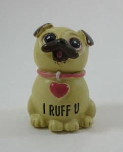 U3 I ruff Love you PUGS & KISSES Mops Hund Stein Miniatur FIGUR ganz - Bild 1 von 7