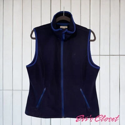 Chaleco polar para mujer Nautica mediano cremallera suave invierno. Recorte azul marino y cobalto Foto 1 de 4