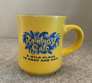 Vintage 1999 RAINFOREST CAFE Mug Yellow with Blue Interior Diner Style - Picture 1 of 7