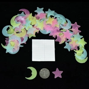 100PCS Moons Stars Flashing In The Dark Home Room Decals Kids Bedroom Decoration - Picture 1 of 4