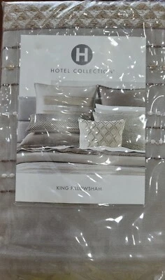 Hotel Collection Como KING SHAM 20 x 36 Cotton Geometric Embroidered Gray Silver - Image 1 of 3