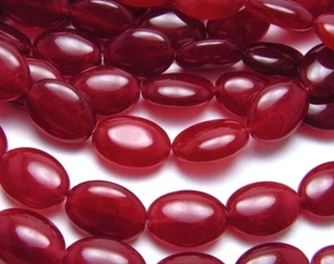 Genuine 13x18mm Natural Red Jade Flat Oval Gemstone Loose Beads 15.5" AAA - Picture 1 of 3