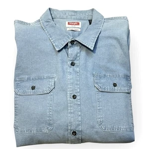 Wrangler Men’s Relaxed Fit Shirt Denim L Sleeve Button Down Comfort Flex 3XL NEW - Picture 1 of 8