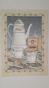 Vintage Saltbox Illustrations Coffee Themed Greeting Card by Deb Strain - Picture 1 of 4