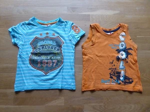 2x Kinder T-Shirt / Gr. 98 / Baumwolle / blau und orange / Berti NKD - Bild 1 von 3