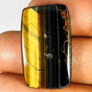 24.85Cts100%Natural Black Brown Tiger Eye Cushion Cabochon Loose Gemstone - Picture 1 of 3