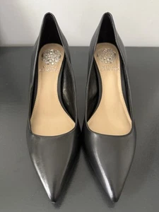NEW Vince Camuto Size 8 M Black Leather Slip On High Heels - Picture 1 of 9