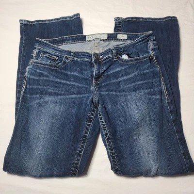 BKE Denim Sabrina Women's 32L Tag 32x33.5 Stretch Whiskered Bootcut Blue Jeans - Image 1 of 4
