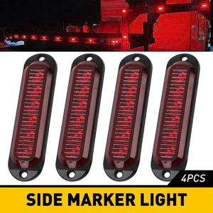 4PCS Red 6LED Side Marker Light RV Van Truck Trailer Clearance Lamp Waterproof - Foto 1 di 13