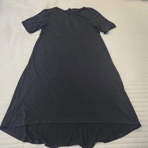 Eileen Fisher Womens Dress Lg Black Neck Knit Witchy Office HiLo Hem Tshirt - Picture 1 of 8