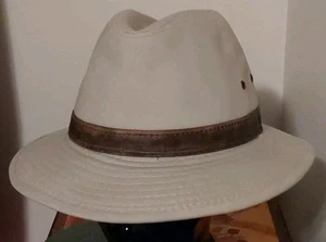 Duluth Trading FDR Summer Hat Tan Canvas Cotton Leather Safari Fedora Size XXL - Picture 1 of 6