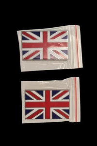 2 X UNION JACK BRITISCHE METALL EMAILLE FARBIGE SELBSTKLEBENDE ABZEICHEN 52 X 29 MM - Bild 1 von 2