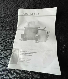 Nostalgia ICMP4BL 4 Qt Máquina de Helados Eléctrica Manual de Instrucciones SOLO - Imagen 1 de 3