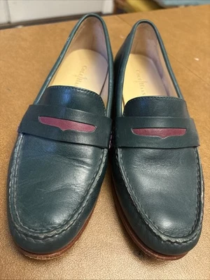 Cole Haan Women’s Emerald Green Leather Penny Loafers, Maroon Accent, Size 7.5 - Image 1 of 4
