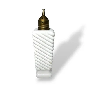 Vintage Napco Japan White Milk Glass Shaker With Brass Top - Replacement - Picture 1 of 10