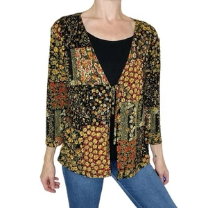 Vintage Briggs New York Floral Patchwork Cardigan Tank Top Bluse - Bild 1 von 8