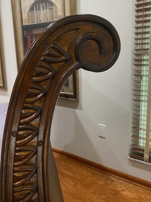 Elegant Oversized Wood & Leather King Sleigh Bed Dark Brown About 7’ x 9’ x 51 “ - Image 1 of 4