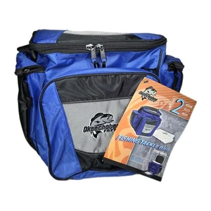 Okeechobee Fats Fishing bag Blu Black w/ 2 Lure Container Tackle Boxes NWT - Picture 1 of 11